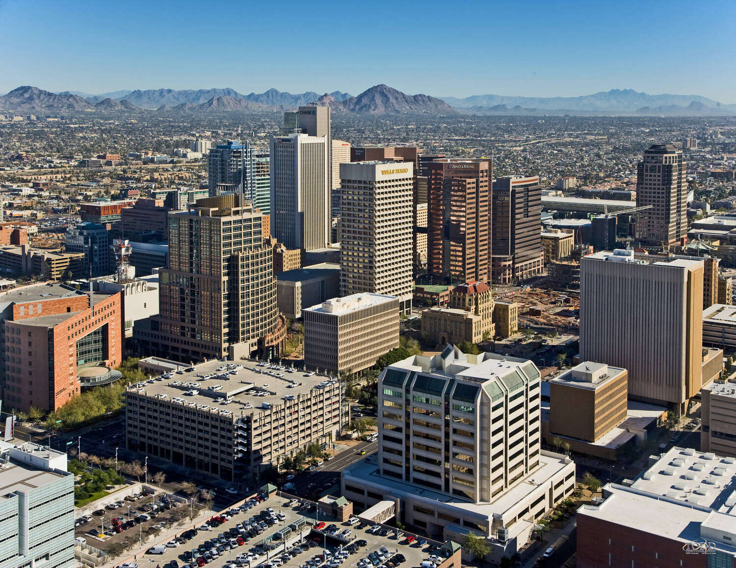 Downtown Phoenix, Arizona skyline aerial view