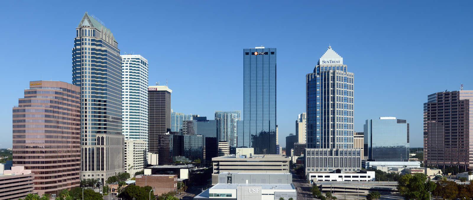 Downtown Tampa, Florida skyline looking north