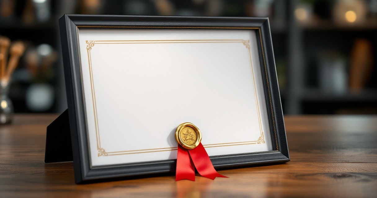 A framed certificate with a gold seal representing rehab accreditation and licensing