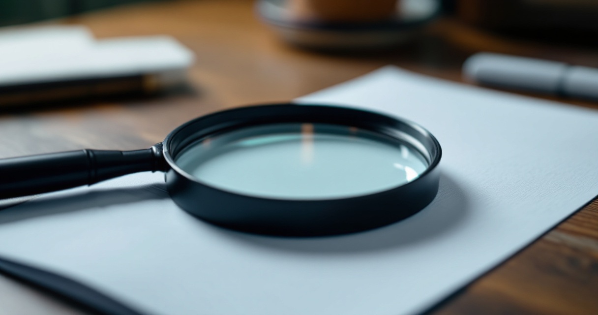 A magnifying glass over a document representing spotting red flags at a bad rehab