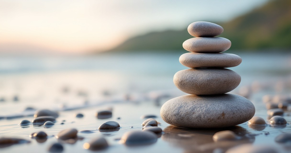 Balanced stacked stones representing personal factors that determine rehab length